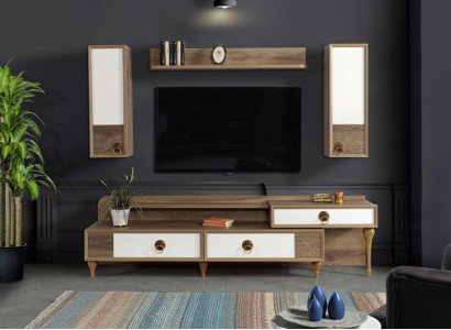 Wohnzimmer Wohnwand rtv Lowboard Holz Braun Möbel Fernseh Neu Modern